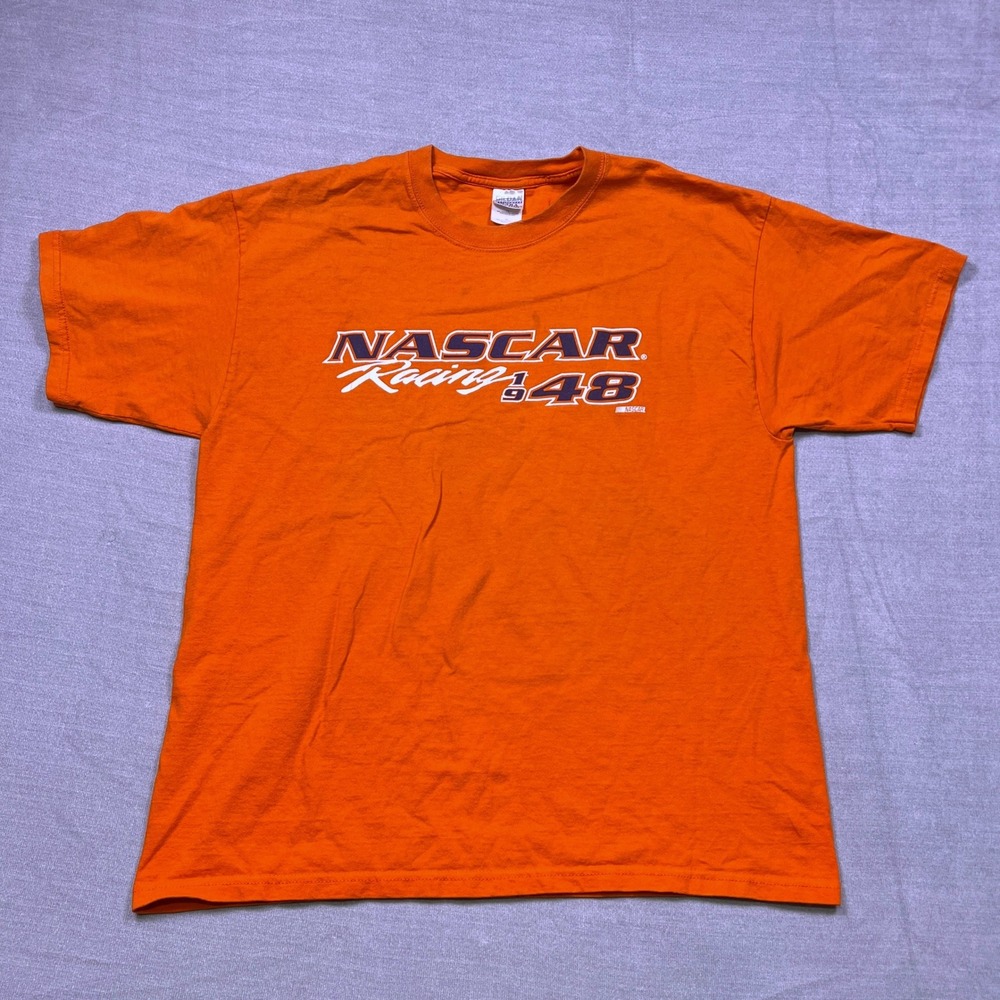 Mens‎ XL Orange Gildan Ultra Cotton NASCAR Racing 48 T Shirt Short Sleeve
